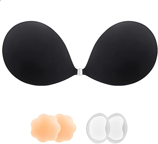 Photo 1 of B Cup lalaWing Adhesive Bra, Sticky Strapless Fabric Bra Invisible Apply to Women Daily Dress Comes with Nipple Covers
