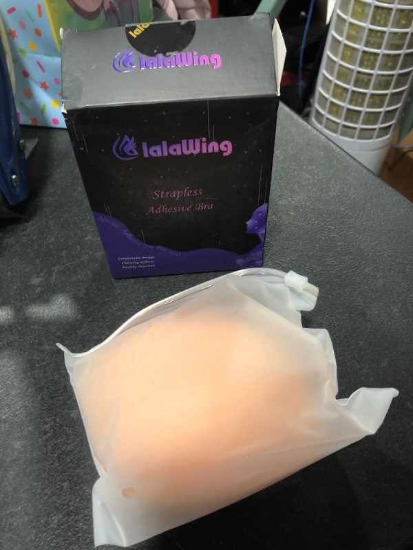 Photo 2 of C Cup lalaWing Adhesive Bra Strapless Sticky Invisible Push Up Silicone Bra for Women
