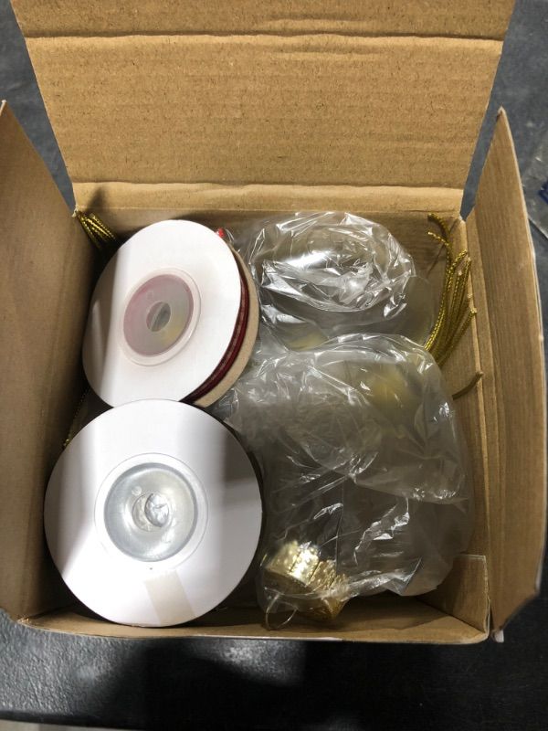 Photo 1 of 3.15 Inch Clear Christmas Plastic Ornament Ball and 20 Yards Gingham Ribbon Clear Fillable Light Bulb Ornament with Removable Cap Christmas Hanging Ornaments for DIY Crafts (Gold,8 Pieces) Gold 8