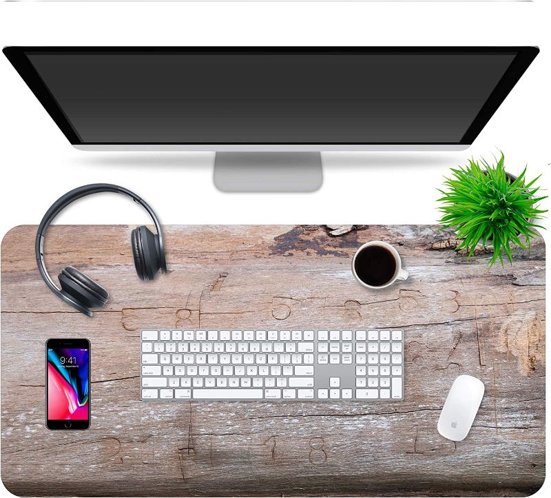 Photo 1 of Multipurpose Office Desk Pad and Computer Desk Mat - Waterproof Office Desk Mat and Desk Blotter Pad - Home Office Accessories (Barnwood Brown, Small (31.5" x 15.75"))
