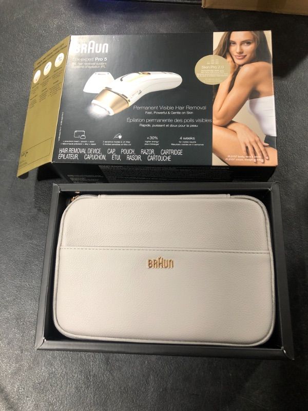 Photo 3 of Braun IPL Hair Removal for Women and Men, New Silk Expert Pro 5 PL5157, for Body & Face, Long-lasting Hair Removal System, Alternative to Salon Laser Hair Removal, with Venus Razor, Pouch
