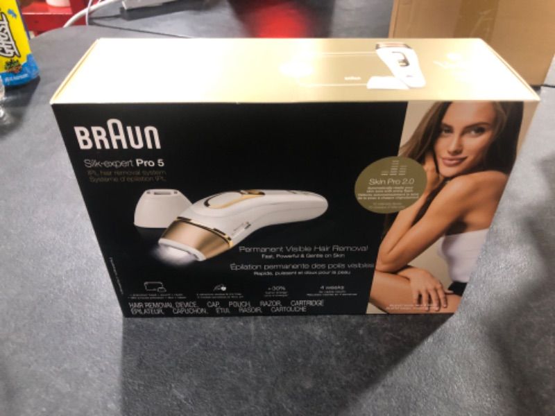 Photo 5 of Braun IPL Hair Removal for Women and Men, New Silk Expert Pro 5 PL5157, for Body & Face, Long-lasting Hair Removal System, Alternative to Salon Laser Hair Removal, with Venus Razor, Pouch
