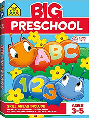 Photo 1 of School Zone - Big Preschool Workbook - 320 Pages, Ages 3 to 5, Colors, Shapes, Numbers, Early Math, Alphabet, Pre-Writing, Phonics, Following Directions, and More (School Zone Big Workbook Series) Paperback