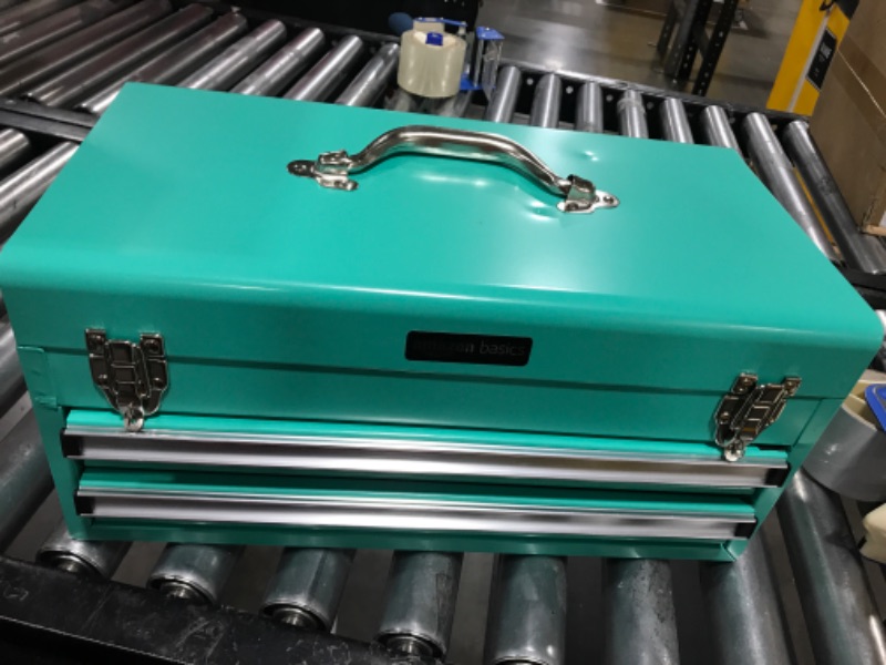 Photo 2 of Amazon Basics 2-Drawer Steel Organization Chest - Turquoise Powder Coated Finish
