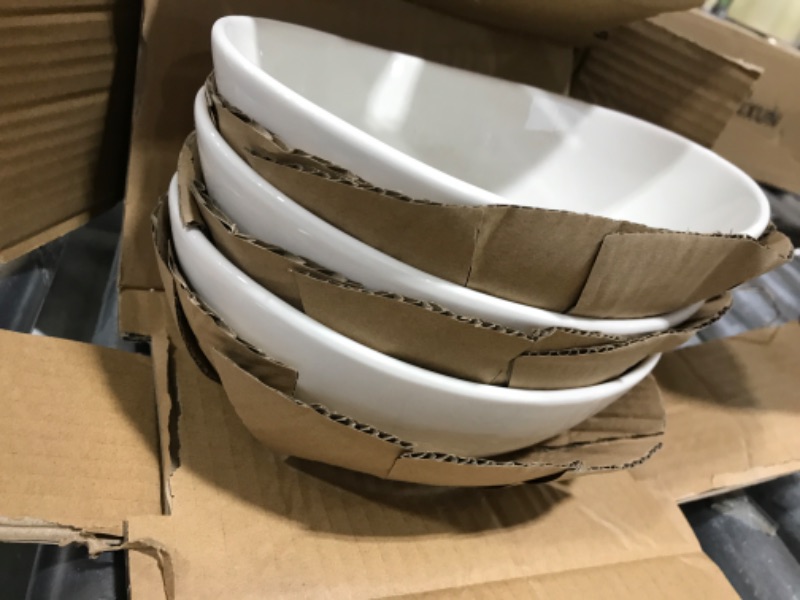 Photo 2 of ****((MISSING ONE))****Sweese 8 Inch Porcelain 42 oz Serving Bowls Set of 4, for Salad | Soup | Snacks | Pasta - Microwave, Dishwasher, and Oven Safe - White
