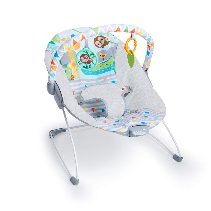 Photo 1 of Bright Starts Safari Fun 3-Point Harness Vibrating Baby Bouncer with -Toy bar
