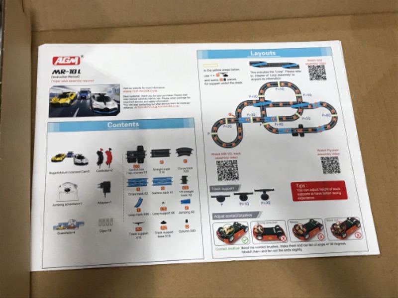 Photo 3 of AGM MASETCH High Speed Series Tram Dual Track Set, 8.4m Electric Track with 3 Vehicles Slot car Racing, Comes with 2 Hand Controls and Track Parts and a Lap Counter & 20-Pack of Replacement Brushes