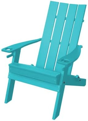 Photo 1 of  Poly Hampton Folding Adirondack Chair w/2 cupholders - Aruba Blue
