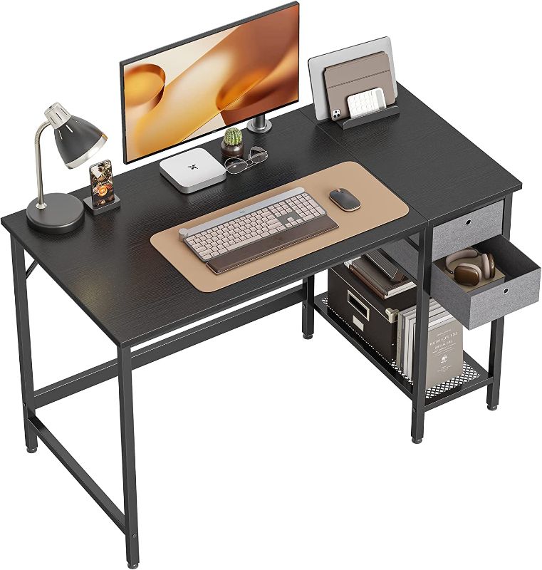 Photo 1 of Cubiker Computer Home Office Desk with Drawers, 40 Inch Small Desk Study Writing Table, Modern Simple PC Desk, Black
