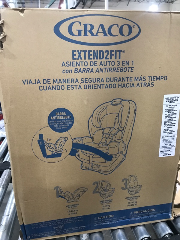 Photo 5 of ***STORE SEALED***  Graco Extend2Fit 3 in 1 Car Seat Featuring Anti-Rebound Bar, Ride Rear Facing Longer, Up to 50 Pounds, Prescott