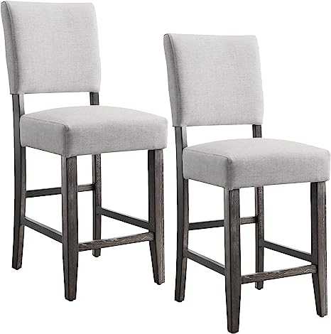 Photo 1 of (2 pack) Landing Furniture Square Upholstered Counter Stool, Grey (STOCK PHOTO FOR REFERENCE ONLY MODEL DIFFERS)