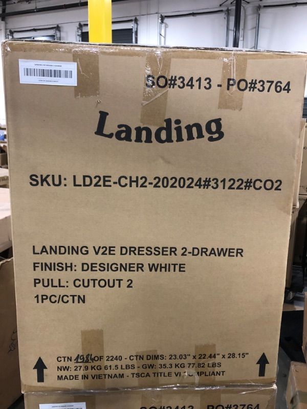 Photo 3 of (2 pack) Landing V2E Dresser 2-Drawer White Finish: Designer White Pull