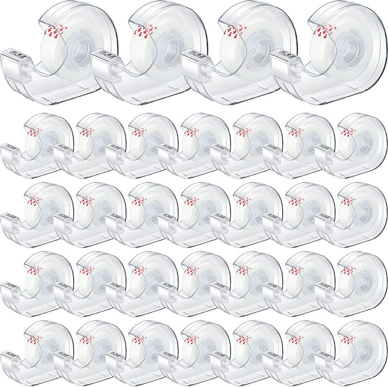 Photo 1 of 32 Pcs Invisible Tape and Refillable Dispensers 0.7 x 985 Inches Transparent Tape Refills Desk Tape Dispenser for Office Home School
