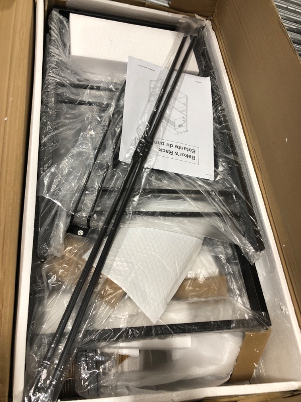 Photo 2 of IRONCK Bakers Rack, Microwave Stand with Power Outlet, Industrial Coffee Bar with Wire Drawer for Kitchen, Living Room Easy Assembly and Save Space Vintage Brown

