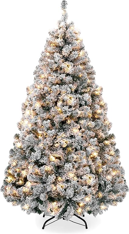 Photo 1 of  7.5ft Pre-Lit Snow Flocked Artificial Holiday Christmas Pine Tree for Home