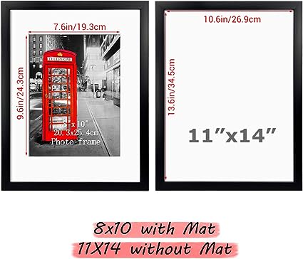 Photo 1 of 11x14 Picture Frame 1 pack, Black Frame for Photos 8x10 with Mat or 11x14 Without Mat, Table Top and Wall Mounting Decor
