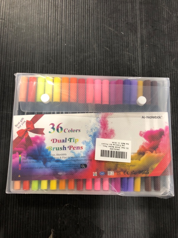 Photo 2 of ai-natebok Dual Brush Marker Pens, Coloring Pens, 36 Colors 0.4 Fine Tip Markers & Brush Pen for Adult Coloring Books Bullet Journal Note Taking Writing Planning Art Project
