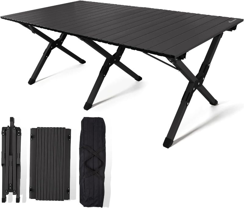 Photo 1 of  Folding Camping Table, Lightweight Roll-Up Table Aluminum Low Portable Picnic Table with Easy Carrying Bag for Outdoor, 