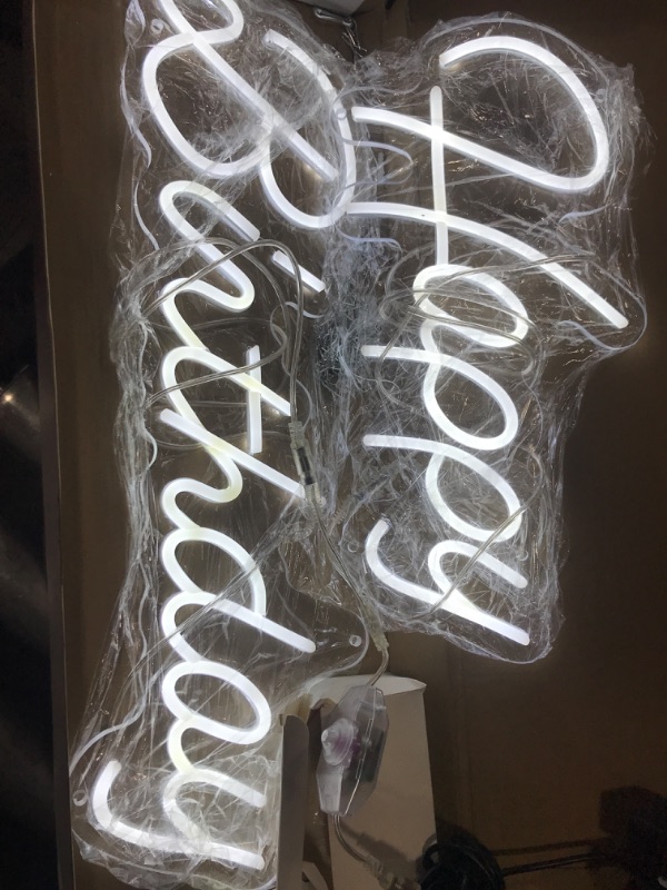 Photo 1 of Large Happy Birthday Neon Sign, Dimmable Happy Birthday Signs for Wall Decor Happy Birthday Light up Sign for All Birthday Party Decoration and Celebration Occasions, Cold White