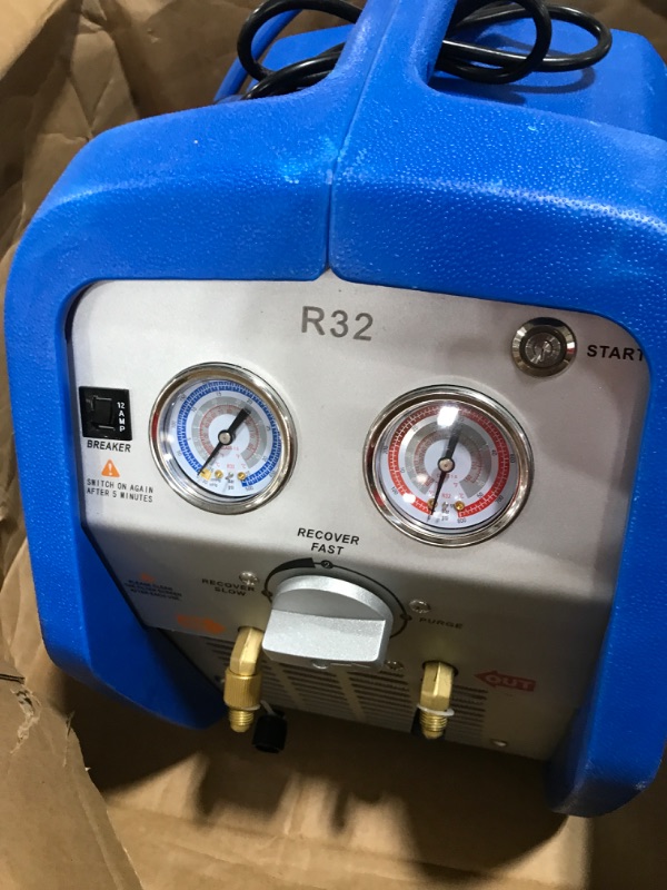 Photo 3 of 1HP Dual Cylinder Refrigerant Recovery Machine, 110V-120V 60Hz Portable Oil-less Freon Recycling Unit for Both Liquid and Vapor Refrigerant, for Automotive A/C System, Household HVAC System