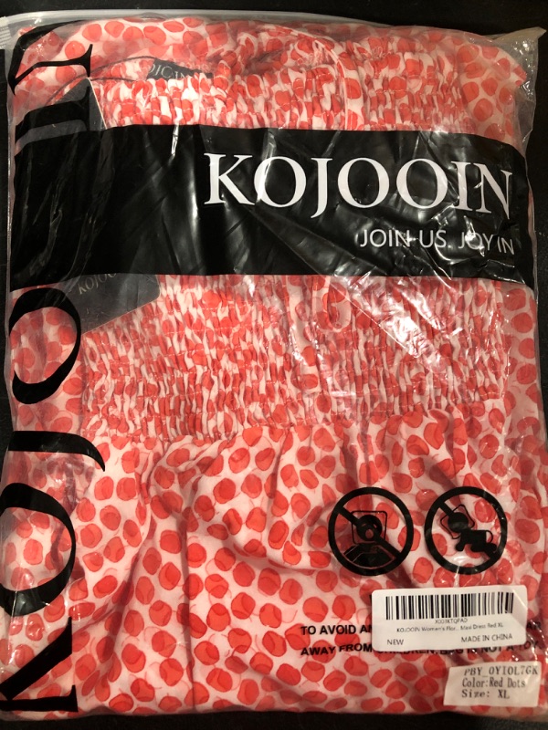 Photo 1 of [Size XL] KOJOOIN Women's Maternity Floral Smocked Casual Dresses Summer Midi Nursing Dress Straps Baby Shower Dress- Red Dots