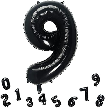 Photo 1 of 32 Inch Black Number 9 Balloons Foil Balloon Digital Birthday Party Decoration Supplies (Black Number 9 Balloon) Black 9