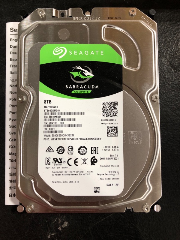 Photo 2 of Seagate ST8000DM008 BarraCuda 8TB Internal Hard Drive HDD – 3.5 Inch Sata 6 Gb/s 5400 RPM 256MB Cache for Computer Desktop PC – Frustration Free Packaging (ST8000DM004)
