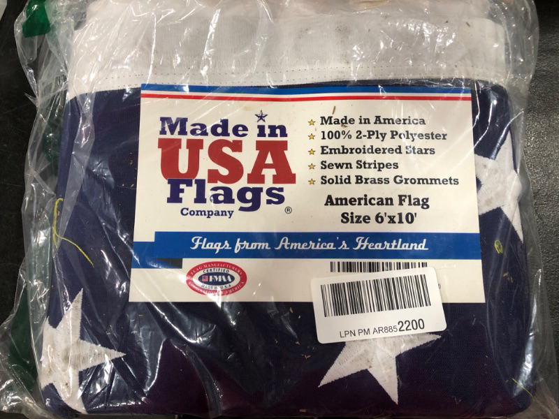 Photo 2 of American Flag Made in USA Size 6'x10'- Heavy Duty Premium Commercial Grade PolyMax Polyester-Tough All Weather-Sewn Stripes and Embroidered Stars US Flag 6 by 10 foot
