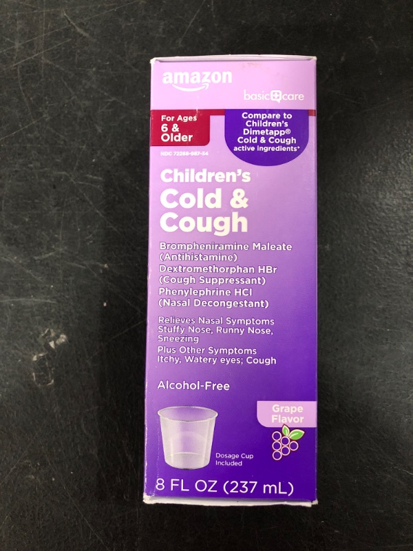 Photo 2 of Amazon Basic Care Children's Cold and Cough Syrup, Grape Flavor, 8 Fl Oz
