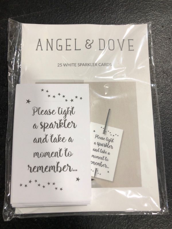 Photo 2 of ANGEL & DOVE 25 White Sparkler Remembrance Cards (Sparklers Not Included) - for Funeral, Celebration of Life, Memorial