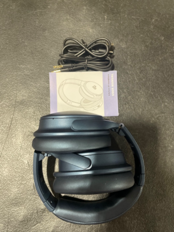 Photo 2 of INFURTURE Active Noise Cancelling Headphones, H1 Wireless Over Ear Bluetooth Headphones, Deep Bass Headset, Low Latency, Memory Foam Ear Cups,40H Playtime