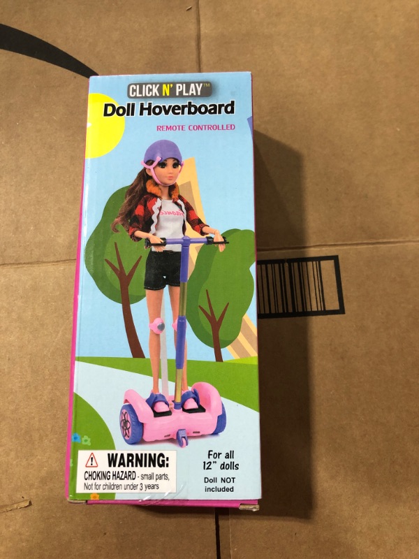 Photo 2 of Click N' Play Scooter Set for 12" Dolls, Remote Control Pink Hoverboard with Helmet & Kneepad Accessories, Compatable with Barbies and Ken Dolls, Gifts for Girls Ages 3+, Girl Toys