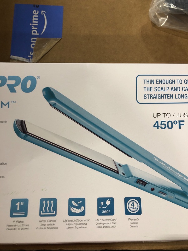 Photo 2 of BaBylissPRO Nano Titanium Ultra-Thin Straightening Iron 1 inch