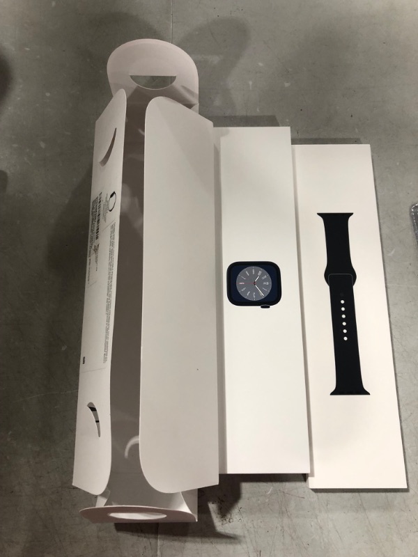 Photo 2 of Apple Watch Series 8 [GPS 41mm] Smart Watch w/Midnight Aluminum Case with Midnight Sport Band - M/L. Fitness Tracker, Blood Oxygen & ECG Apps, Always-On Retina Display, Water Resistant 41mm M/L - fits 150–200mm wrists 41mm Midnight Aluminium Case w Midnig