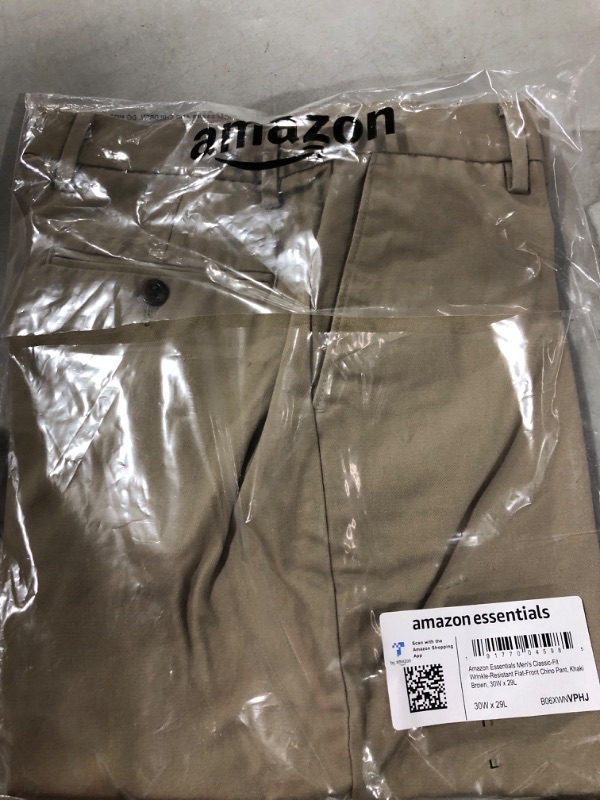 Photo 2 of Amazon Essentials Men's Classic-Fit Wrinkle-Resistant Flat-Front Chino Pant (Available in Big & Tall) 30W x 29L Khaki Brown