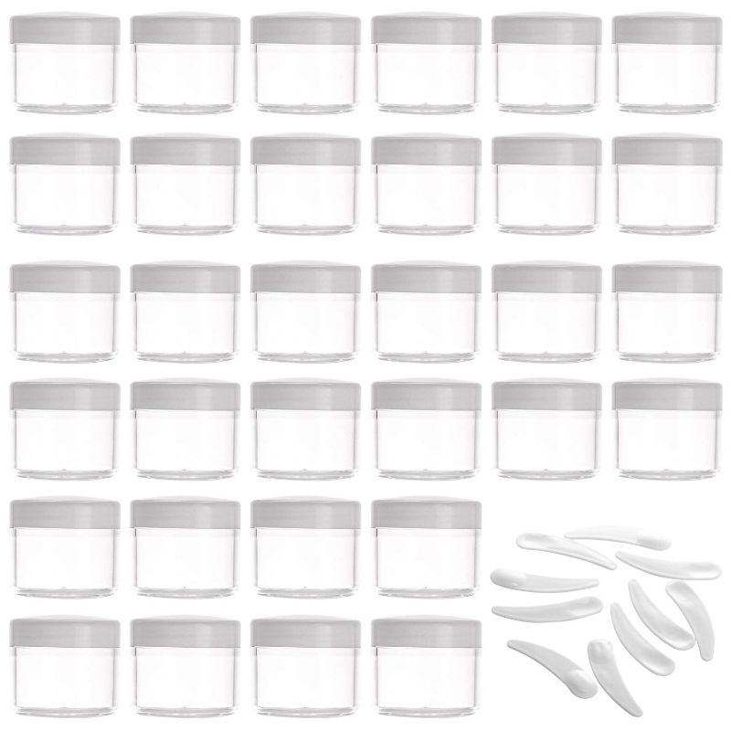 Photo 1 of 100 Pieces Cream Jars with Lids and Makeup Spoon 20 Grams Empty Jars Cosmetic Containers Lip Scrub Containers Sample Containers Black
