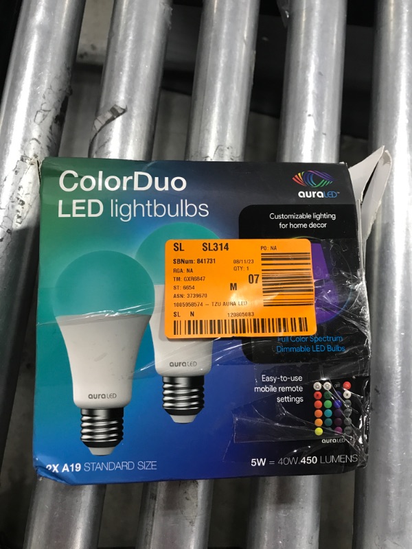 Photo 3 of 60-Watt Equivalent A19 Standard Dimmable with Remote Aura Decorative LED Light Bulb Multi-Color (2-Pack)