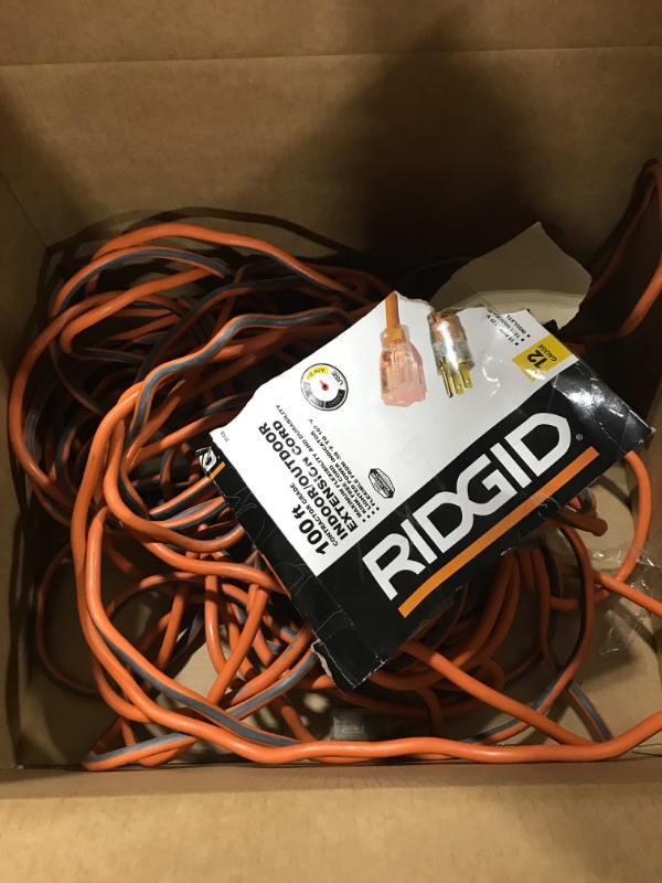 Photo 2 of 100 ft. 10/3 Heavy Duty Indoor/Outdoor SJTW Extension Cord with Lighted End, Orange/Grey
