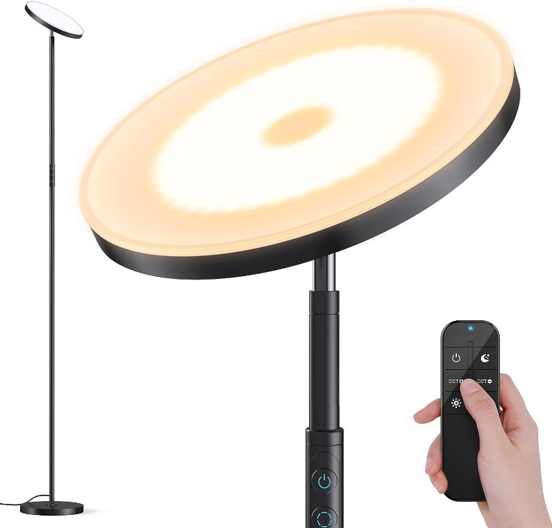 Photo 1 of OHLUX Floor Lamp,36W/3000LM Sky LED Modern Torchiere 4 Color Temperatures Super Bright Floor Lamps-Tall Standing Pole Light with Remote & Touch Control for Living Room,Bed Room,Office
