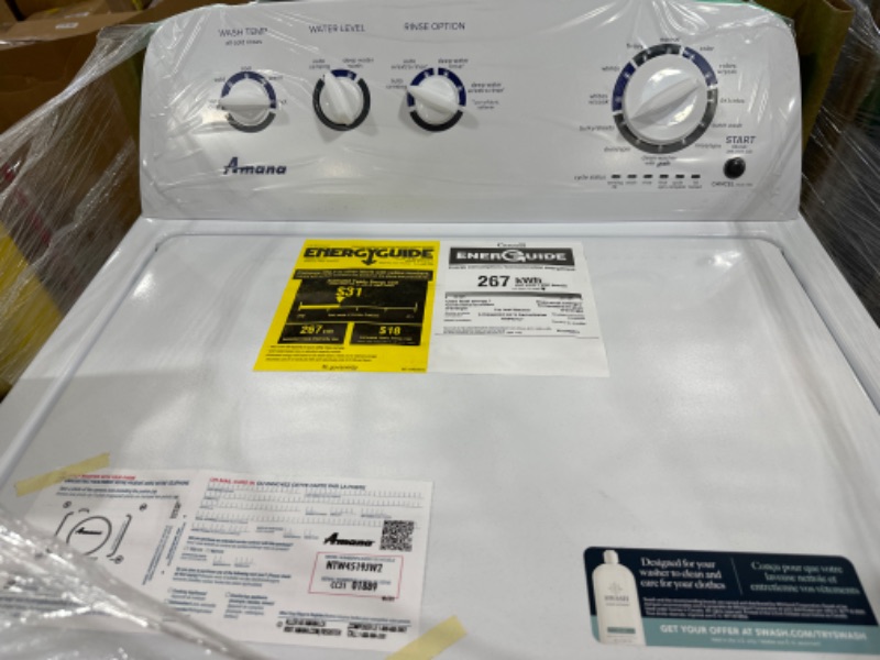 Photo 3 of Amana - 3.8 Cu. Ft. High Efficiency Top Load Washer with with High-Efficiency Agitator - White