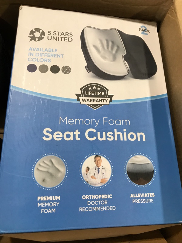 Photo 2 of Seat Cushion Pillow for Office Chair - Memory Foam Firm Coccyx Pad - Tailbone, Sciatica, Lower Back Pain Relief - Contoured Posture Corrector for Car, Wheelchair, Computer and Desk Chair Black Mesh (2 pack)