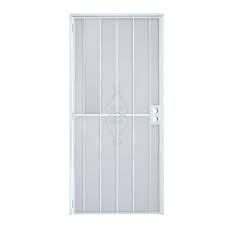 Photo 1 of 34 in. x 80 in. 808 Series Protector White Surface Mount Steel Security Door with Expanded Steel Screen