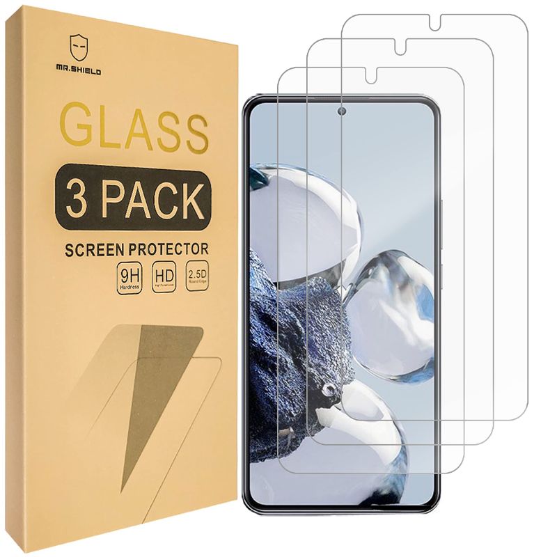 Photo 1 of Mr.Shield [3-Pack] Designed For Xiaomi 12T Pro/Xiaomi 12T 5G [Tempered Glass] [Japan Glass with 9H Hardness] Screen Protector with Lifetime Replacement