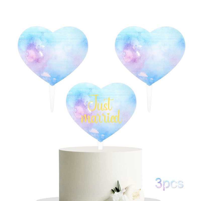 Photo 1 of 3 PCS Blank Acrylic Heart Shape Cake Toppers, DIY Cake Toppers for Birthday, Wedding,Anniversary, Bridal Shower, Baby Shower (Colorful Heart)