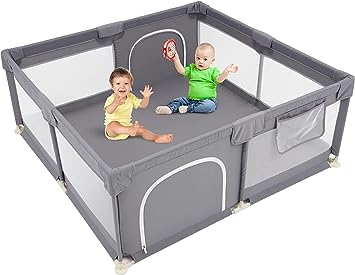 Photo 1 of Baby Playpen, Baby Playard, Baby Fence Play Area Indoor & Outdoor.Baby playpen with mat, Sturdy Safety Playpen with Soft Breathable Mesh, Playpen for Babies and Toddlers