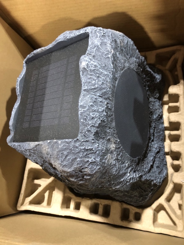 Photo 1 of Innovative Technology Outdoor Rock Speaker Pair - Wireless Bluetooth Speakers for Garden, Patio, Waterproof, Built for all Seasons & Solar Powered with Rechargeable Battery, Music Streaming - Charcoal