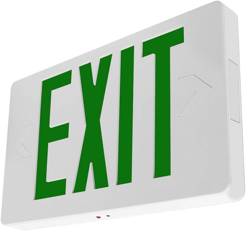 Photo 1 of LFI Lights | Thin Green Exit Sign | All LED | White Thermoplastic Housing | Hardwired with Battery Backup | Optional Double Face and Knock Out Arrows Included | UL Listed | (1 Pack) | LEDT-G