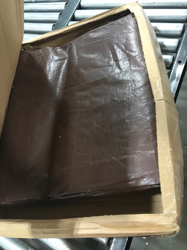 Photo 2 of 15' x 15' Super Heavy Duty 16 Mil Brown Poly Tarp Cover - Thick Waterproof, UV Resistant, Rip and Tear Proof Tarpaulin with Grommets and Reinforced Edges - by Xpose Safety