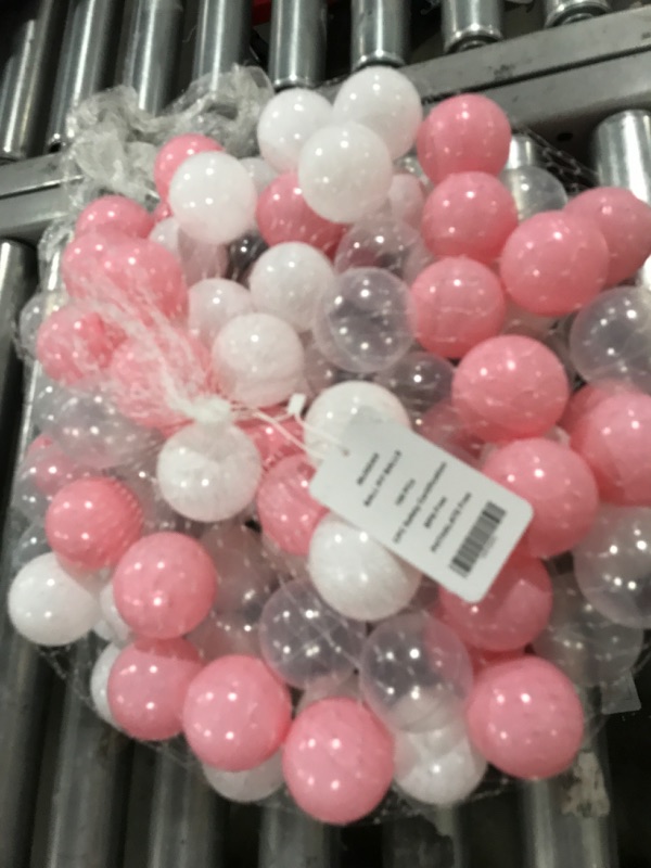 Photo 2 of 99JGDAX Baby Ball Pit Balls Babies 100 Pcs Play Plastic Crush Proof Balls for Kids Pink & White & Clear