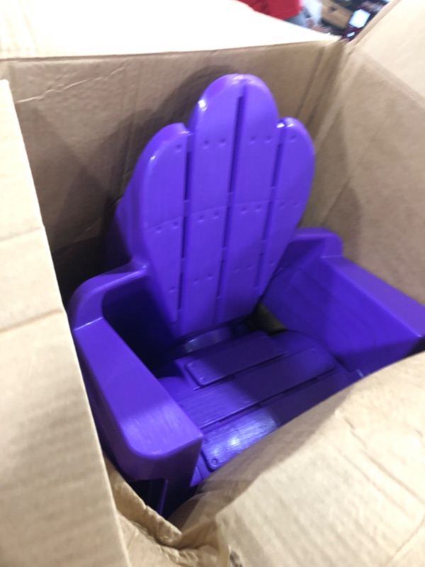 Photo 2 of American Plastic Toys Kids’ Adirondack Chairs (Pack of 4), Purple, Outdoor, Indoor, Beach, Backyard, Lawn, Stackable, Lightweight, Portable, Wide Armrests, Comfortable Lounge Chairs for Children Purple 4
